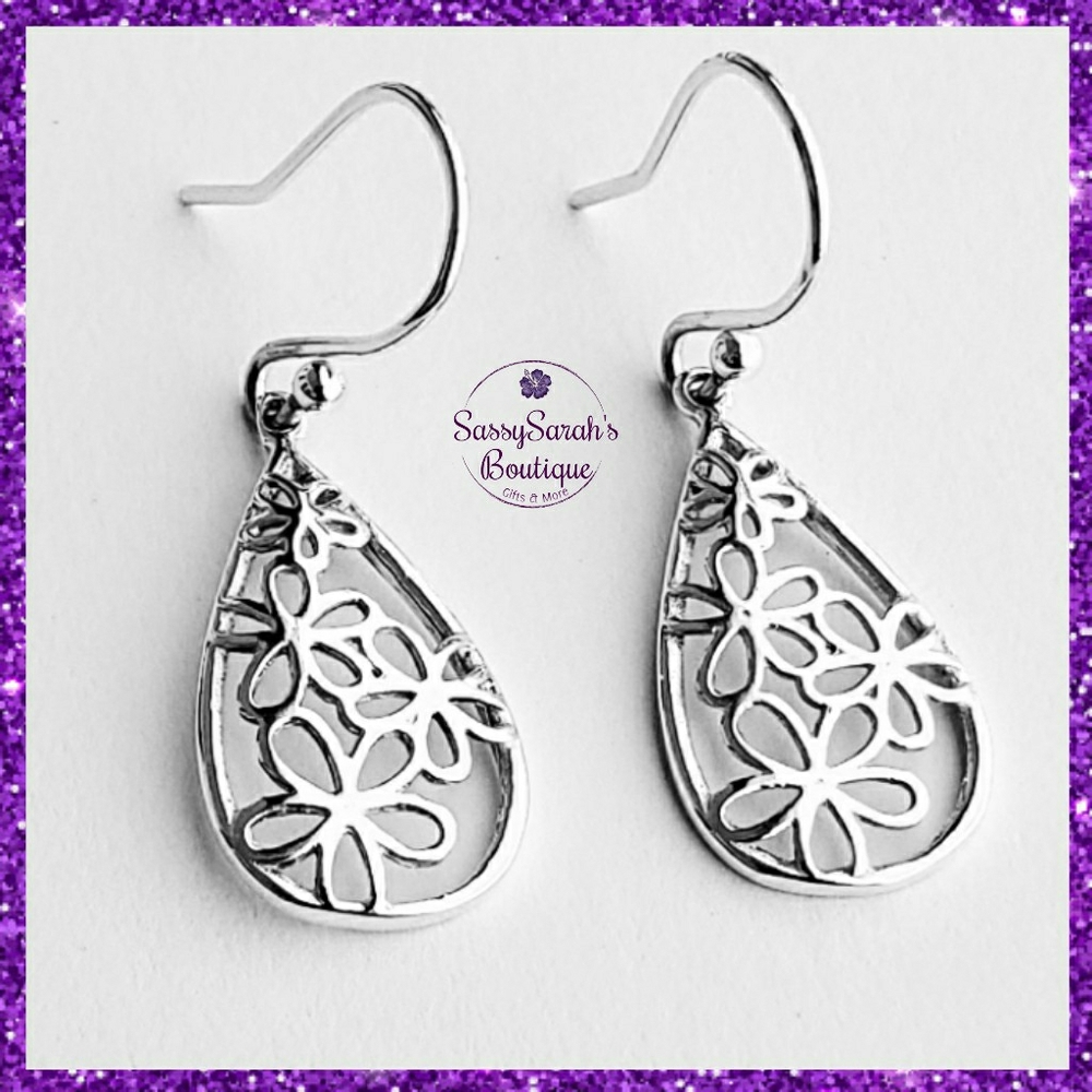 🆕️Flower filigree dangle sterling silver earrings